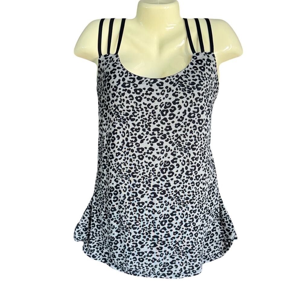 Maurice’s Gray & Black Leopard Print Double Strap Tank Top 2X